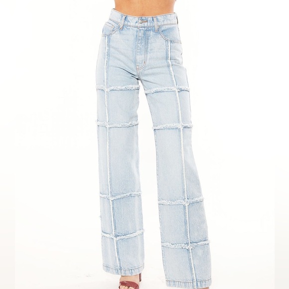 REVICE Patchwork Denim high-raise straight leg Jeans - Picture 3 of 9